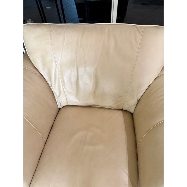 2010s Italsofa by Natuzzi Beige Leather Arm Chair For Sale - Image 5 of 16