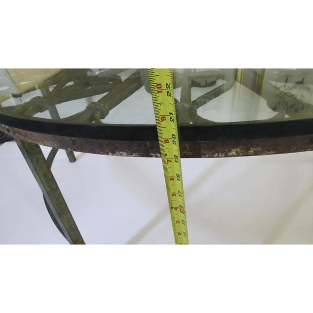 Demilune Coffee Table Made from Architectural Wrought Iron Transom Old Paint For Sale In Denver - Image 6 of 7