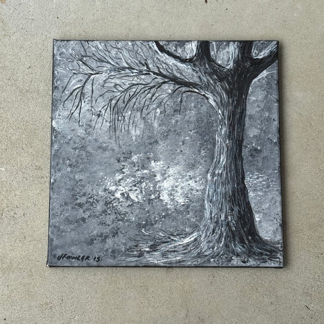 JR Fowler Tree Painting Small scale and dramatic that would look great tucked into a bookshelf or etagere. 12” sq