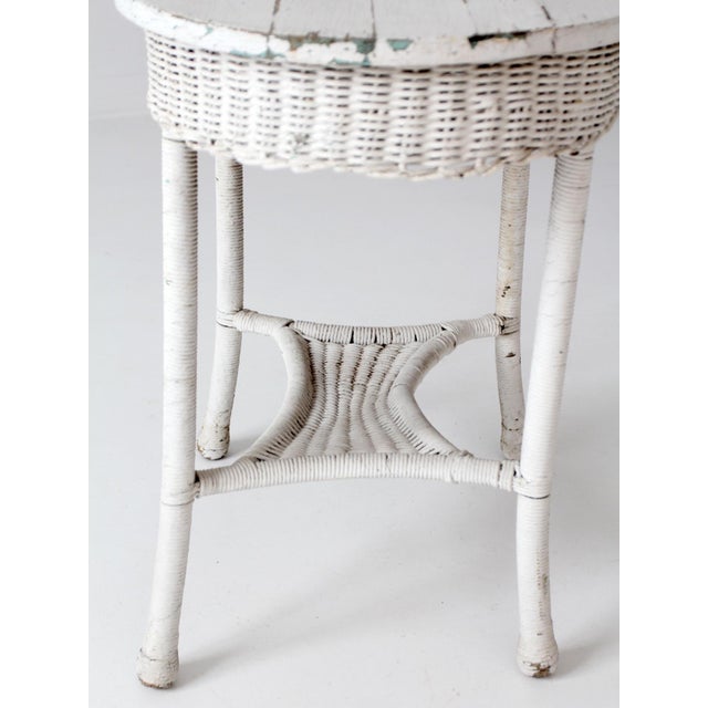 Antique White Wicker Sunroom Table For Sale - Image 6 of 15