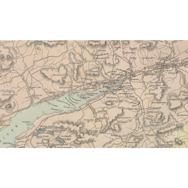 Paper Antique Lakes of Killarney Map, 1885 For Sale - Image 7 of 9