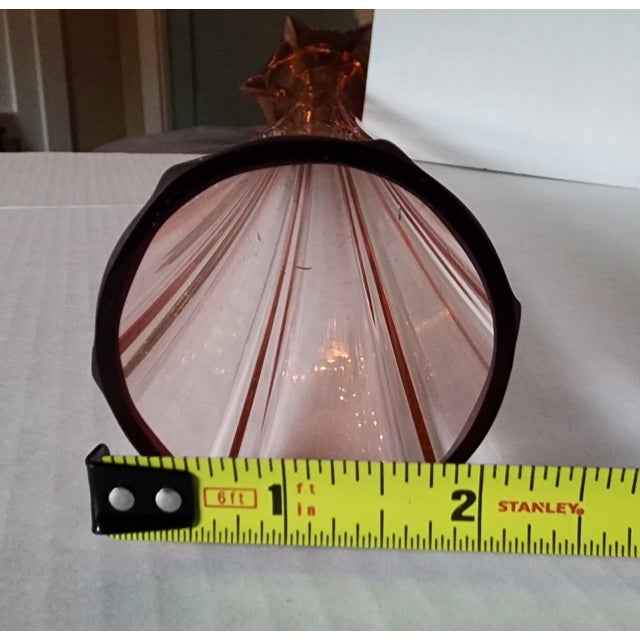 Monumental 32" Cranberry Swung Art Glass Floor Vase, Optic Ribbed Star Foot, MCM For Sale - Image 4 of 11