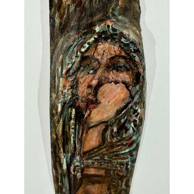 Monumental 73-Inch Signed 1984 American Outsider Folk Art Totem - "Ancestral Spirit" Painted Salvaged Timber For Sale - Image 9 of 18