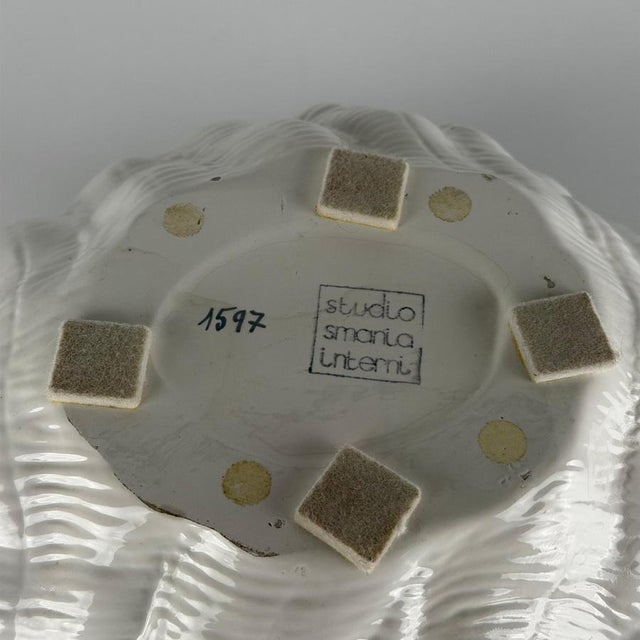 Large White Ceramic Shell Centerpiece by Alberto Smania for Studio Smania, Italy, 1970s For Sale - Image 11 of 12