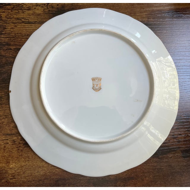 French Mid 20th Century Limoges Decorative Plate Cobalt and Gilt Trim With Fragonard Scene For Sale - Image 3 of 4