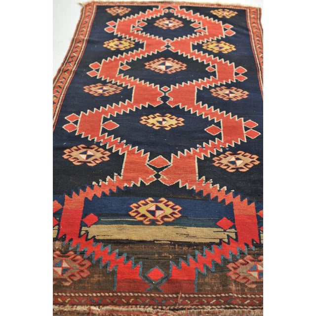 Tribal 1930s Caucasus Mountains Geometric Karabagh Run, 4.1 x 8.3 For Sale - Image 3 of 11
