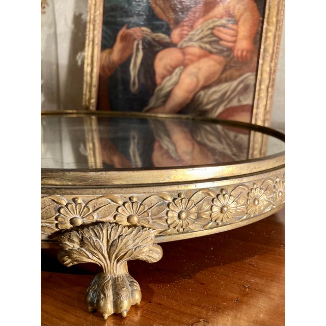 19th Century Italian Empire Mercury-Gilded Bronze Mirrored Plateau Centerpiece For Sale - Image 4 of 14