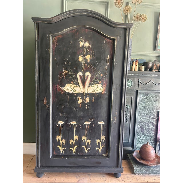 Vintage Painted Pine Wardrobe with Folk Art Design, 1920s For Sale - Image 10 of 10