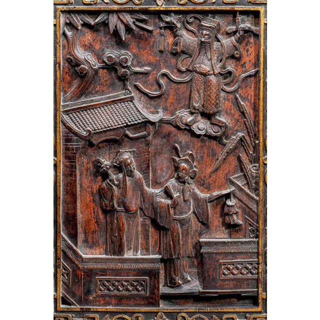 Chinoiserie Incredible Large Antique Carved Wood Chinese Asian Table Screen Home Decor Chinoiserie For Sale - Image 3 of 17