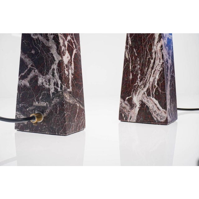 Marble Table Lamps in Rosso Levanto Marble by Silvio Piattelli, Set of 2 For Sale - Image 11 of 18