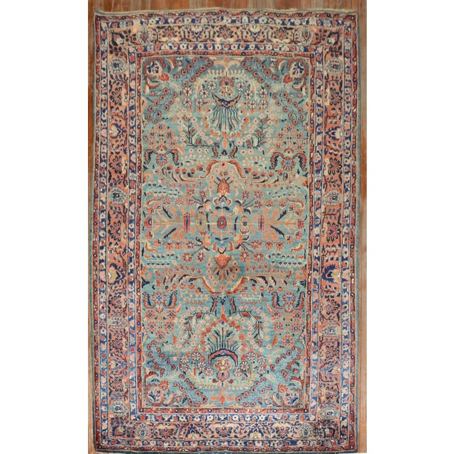 Emerald Antique Zabihi Collection Sarouk Rich Emerald Green Rug For Sale - Image 8 of 11