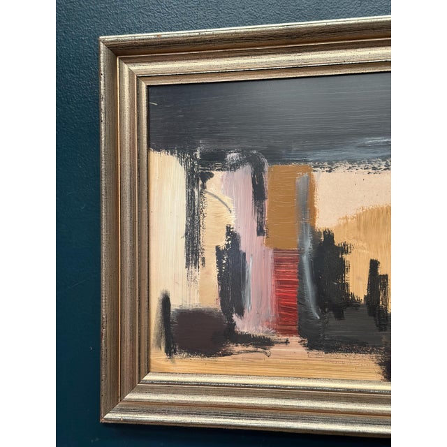 Original acrylic on panel – “abstract composition” by r. Adiels – signed – vintage & framed – 48 × 38 cm (18.9" × 15")...
