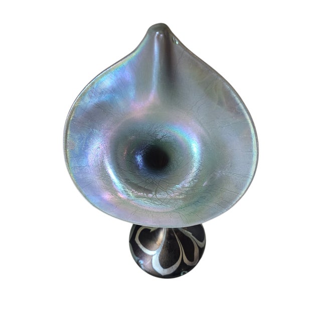 Gorgeous iridescent glass vase Jack in the Pulpit style from the Phoenix Studios signed by the artist - John Cooper is in...