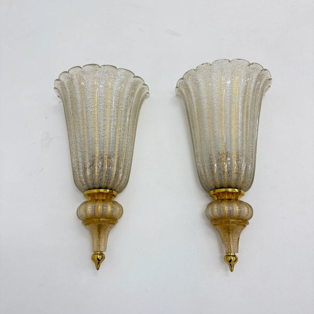 Wall Lamps Sconce Murano Glass from Barovier & Toso, 1970s, Set of 2 For Sale - Image 9 of 18