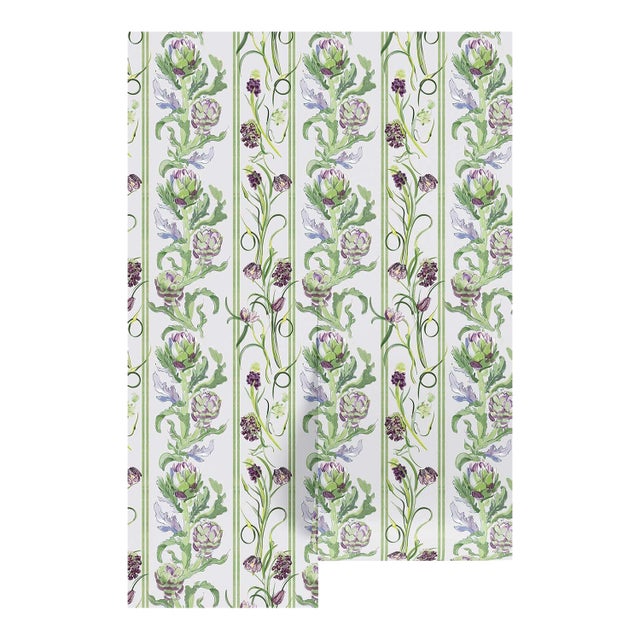 Artichoke Stem Stripe Grasscloth Wallpaper by House Party | Terra Verde | 6 Yards For Sale