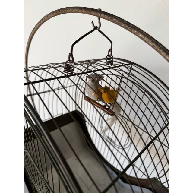 Vintage Art Deco Style Hendryx Copper & Metal Hatbox Birdcage on Stand For Sale - Image 9 of 11