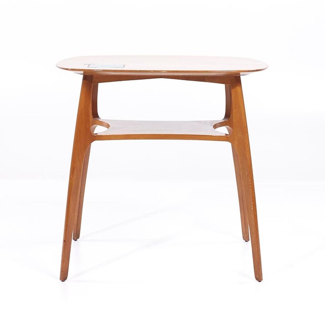 Wood Edward Wormley for Dunbar 5628t Mid Century Walnut and Tiffany Tile Side Tables - Pair For Sale - Image 7 of 12