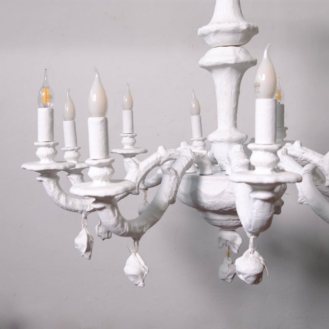 Handcrafted 10-Arm Chandelier in Coated Glass For Sale - Image 11 of 18