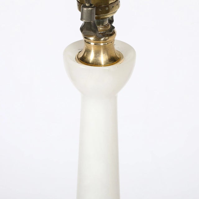 Mid-Century Modernist Sculptural Balustrade Form Table Lamp in Carrera Marble For Sale - Image 9 of 12