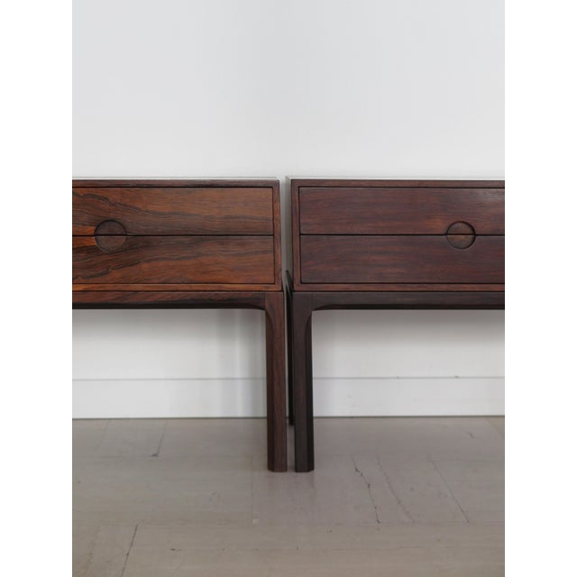 1960s Scandinavian Dark Wood Bedside Tables by Kai Kristiansen for Aksel Kjiersgaard, Denmark, 1960s, Set of 2 For Sale - Image 5 of 17