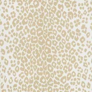 Sample - Schumacher Leopard Indoor/Outdoor Fabric in Linen For Sale