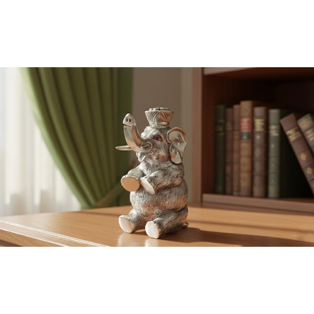 Antique Silver Elephant Figurine With Ruby Eyes Silver Perfume Bottle For Sale - Image 9 of 9