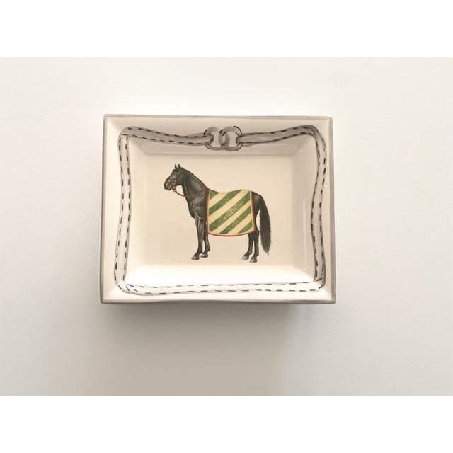2020s Devon Collection Equestrian Catchall Tray, Yellow Stripe, Made in Italy For Sale - Image 5 of 5