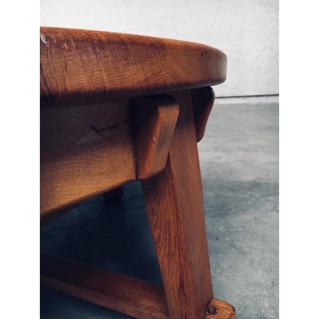 Brutalist Handcrafted Oak Coffee Table, Netherlands, 1950s For Sale - Image 16 of 18