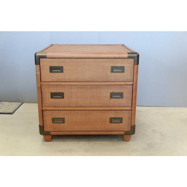 Campaign Laguna Sapphire Woven Trunk Bedside Table For Sale - Image 3 of 9