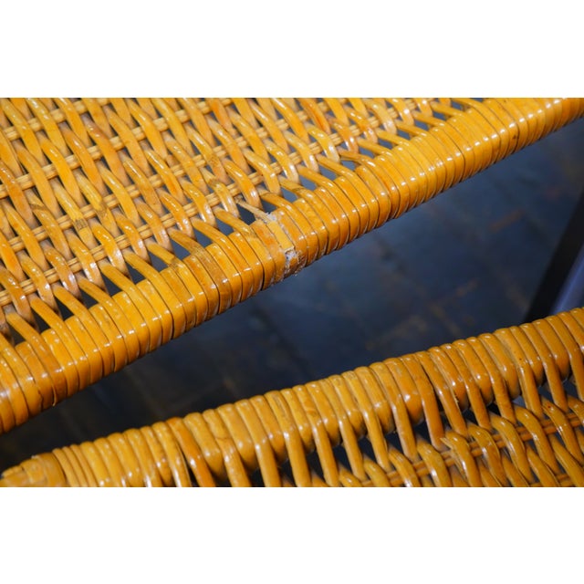 1960s Chrome and Glass Mid-Century Bistro Table and 4 Woven Rattan Chairs - Set of 5 For Sale In Chicago - Image 6 of 12