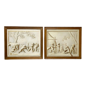 Antique Grisaille Paintings of Allegory, Set of 2