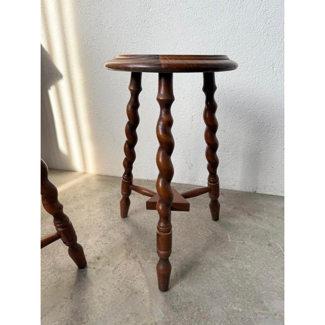 Turned Oak Stools, 1950s, Set of 4 For Sale - Image 17 of 18
