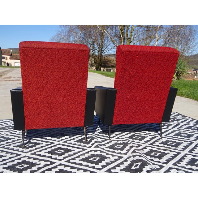 Vintage Red and Black Chairs with Compass Feet, 1970s, Set of 2 For Sale - Image 14 of 18