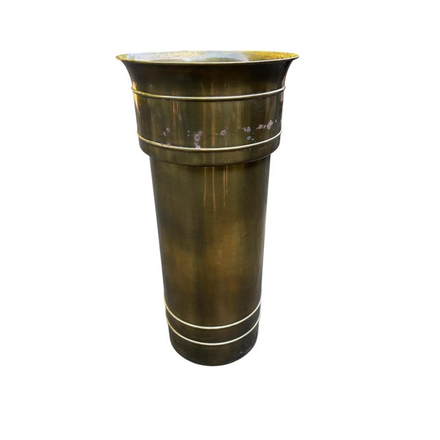 Mid-Century Modern Mid 20th Century William Doezema for Mastercraft Attributed Brass Pedestal Jardiniere For Sale - Image 3 of 16