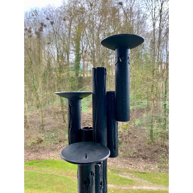 Black Brutalist Cast Iron Candlestick, 1970s For Sale - Image 8 of 16