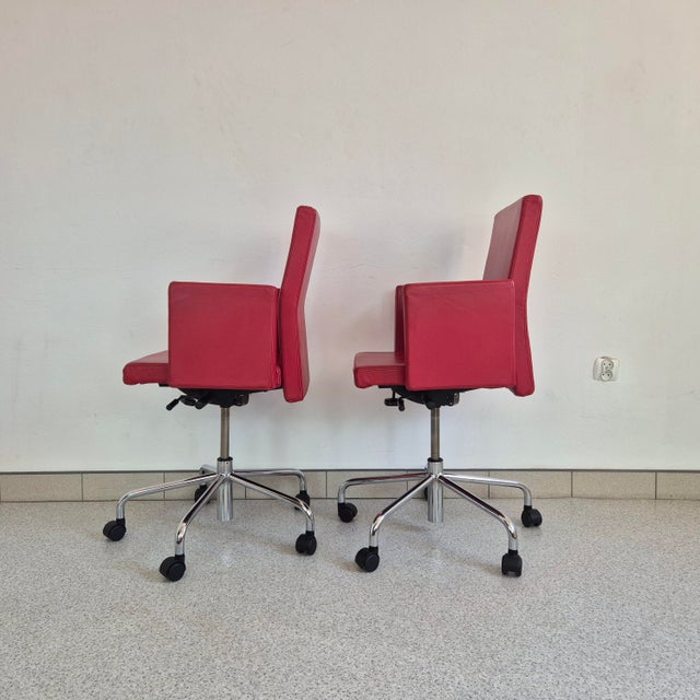 Red Leather Office Chair Bulo Pub & Club by Luc Vincent, 2000s For Sale - Image 9 of 14