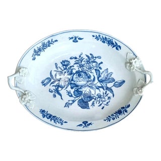 Antique First Period Rose Splay Porcelain Butter Dish from Dr Wall Worcester, 1770 For Sale
