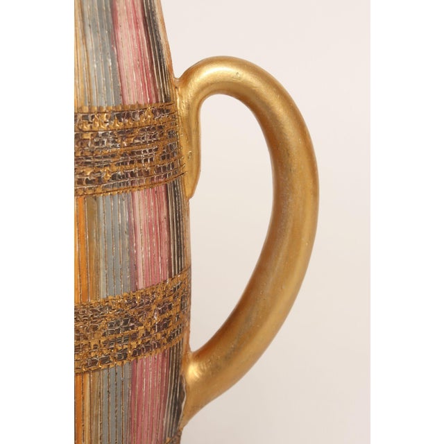Gold Vintage Italian Modernist Gilt Ceramic "Seta" Pitcher by Aldo Londi for Bitossi For Sale - Image 8 of 18