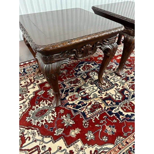 1990s 1990s Vintage Pair of Carved End Tables For Sale - Image 5 of 8