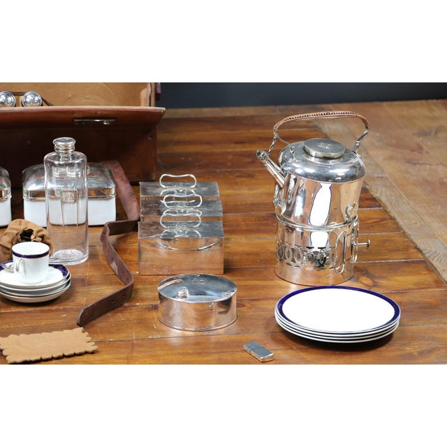 Beige Leather Picnic Trunk, 1890s, Set of 60 For Sale - Image 8 of 9