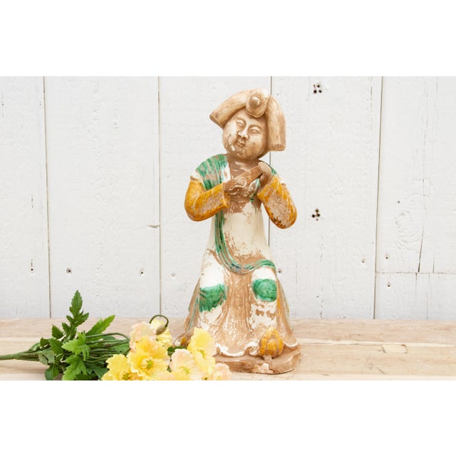 Yellow Original Sancai Glazed Chinese Statue For Sale - Image 8 of 9