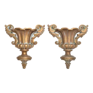 Pair of 1990s Cast Bronze Neoclassical Traditional One Light Wall Sconces Bombay Company