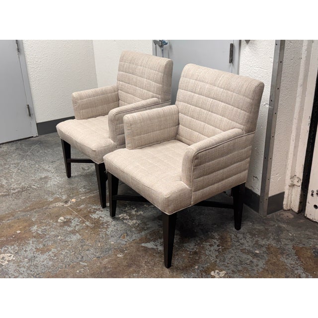Hickory White Channel Tufted Lounge Armchairs, Pair For Sale In San Francisco - Image 6 of 12