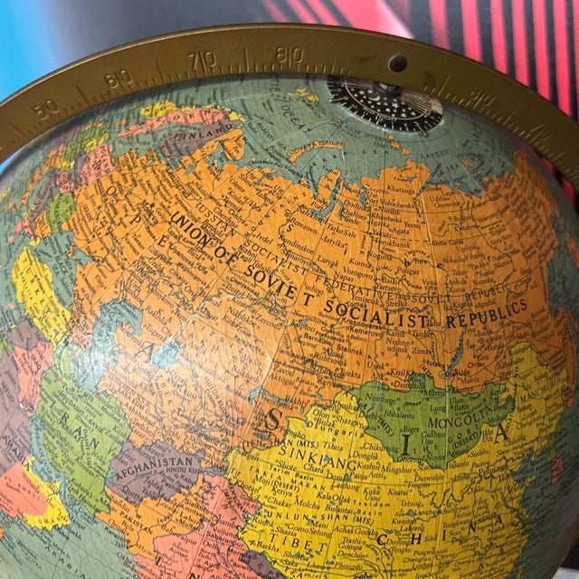 Blue Replogle 1950s Mid-Century Modern Standing Globe For Sale - Image 8 of 17