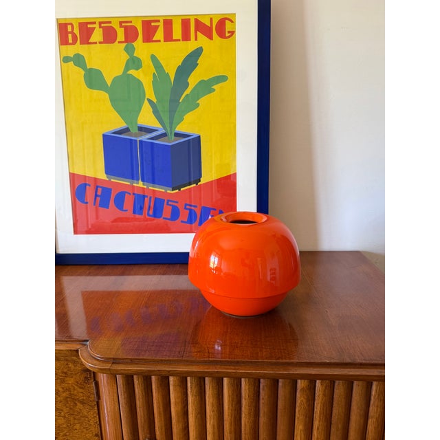 Mid-Century Modern Space Age Orange Ceramic Vase, Sicart Italy Circa 1970 For Sale - Image 3 of 14