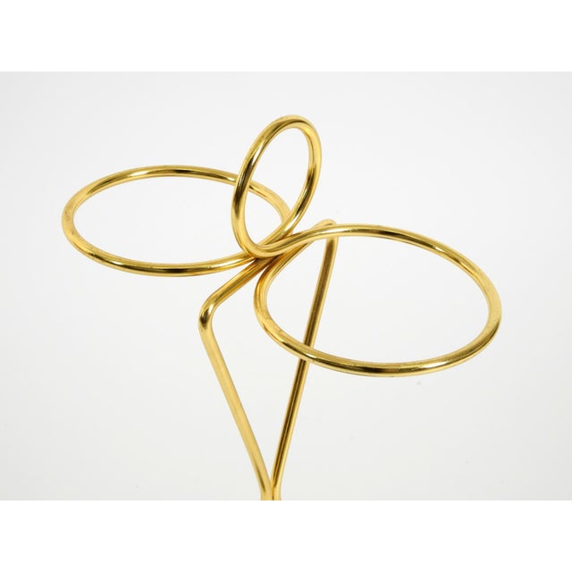 Mid-Century Modern Umbrella Stand in Brass and Black Cast Iron Base, 1950s For Sale - Image 4 of 11