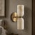 Not Yet Made - Made To Order Handcrafted Brass & Natural Alabaster Double Wall Sconces - Pair For Sale - Image 5 of 9