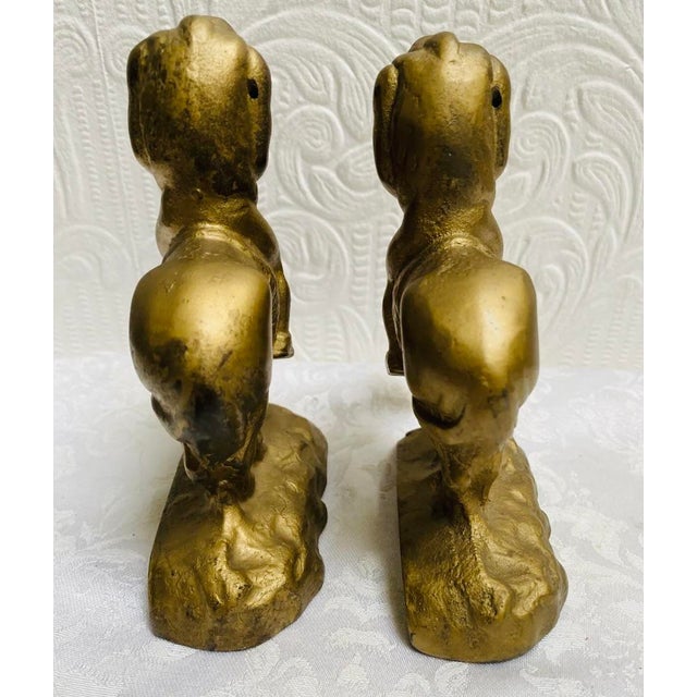Antique 1910s Native American Gold Painted Iron End of Trail Bookends- Set of 2 For Sale - Image 6 of 7