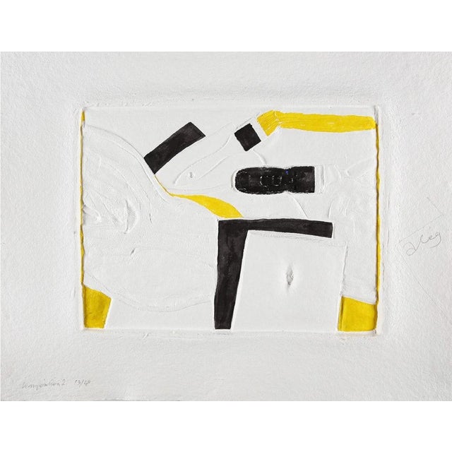 Composition 2 is a hand-colored aquagravure by Aleg On, characterized by a minimalist abstract composition dominated by...