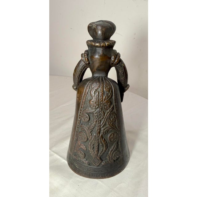 Antique 1800's Victorian Solid Heavy Bronze Elizabethan Lady Bell Boot Clapper For Sale - Image 10 of 14